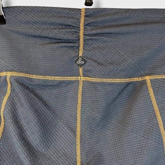 Prana Leggings Sz M Charcoal Contrast Stitch Cropped Ruched Textured Athletic - Picture 4 of 8